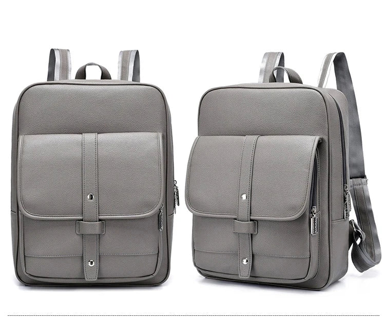 JMT-869194 Men's Pu Leather Casual Business Laptop Backpack with Multiple Compartments