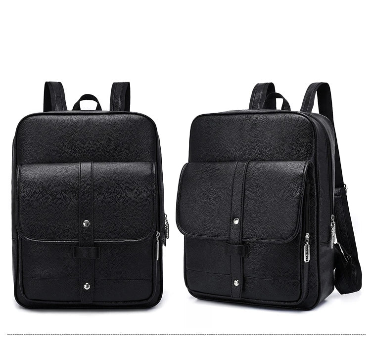 JMT-869194 Men's Pu Leather Casual Business Laptop Backpack with Multiple Compartments