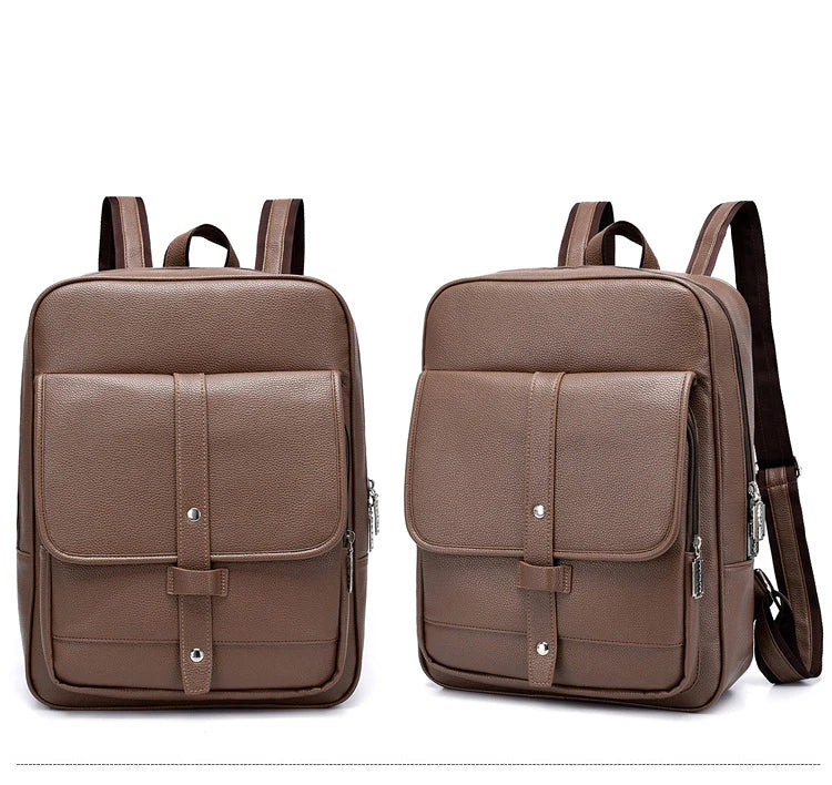 JMT-869194 Men's Pu Leather Casual Business Laptop Backpack with Multiple Compartments