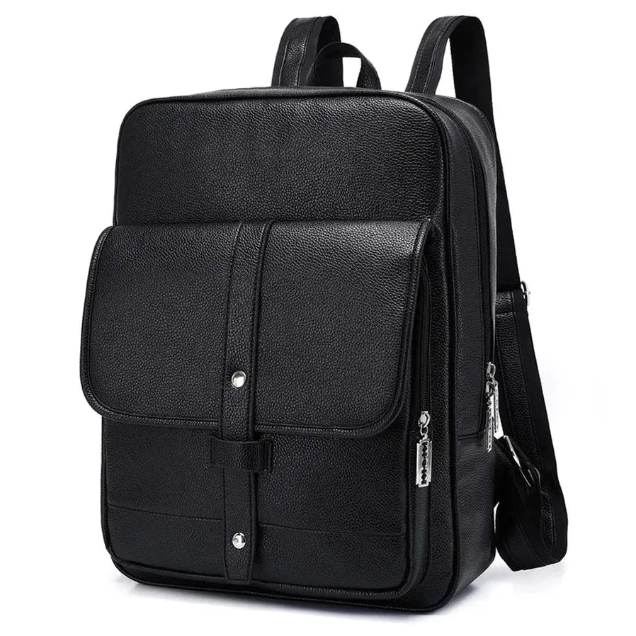 JMT-869194 Men's Pu Leather Casual Business Laptop Backpack with Multiple Compartments
