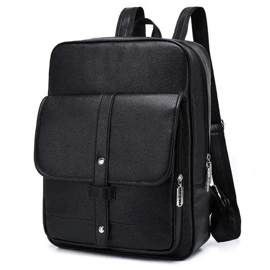 JMT-869194 Men's Pu Leather Casual Business Laptop Backpack with Multiple Compartments