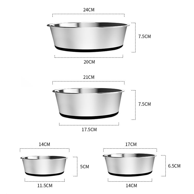 JMT-869194 Non-Slip Stainless Steel Dog Bowl for Medium and Large Dogs - Multiple Colors Available