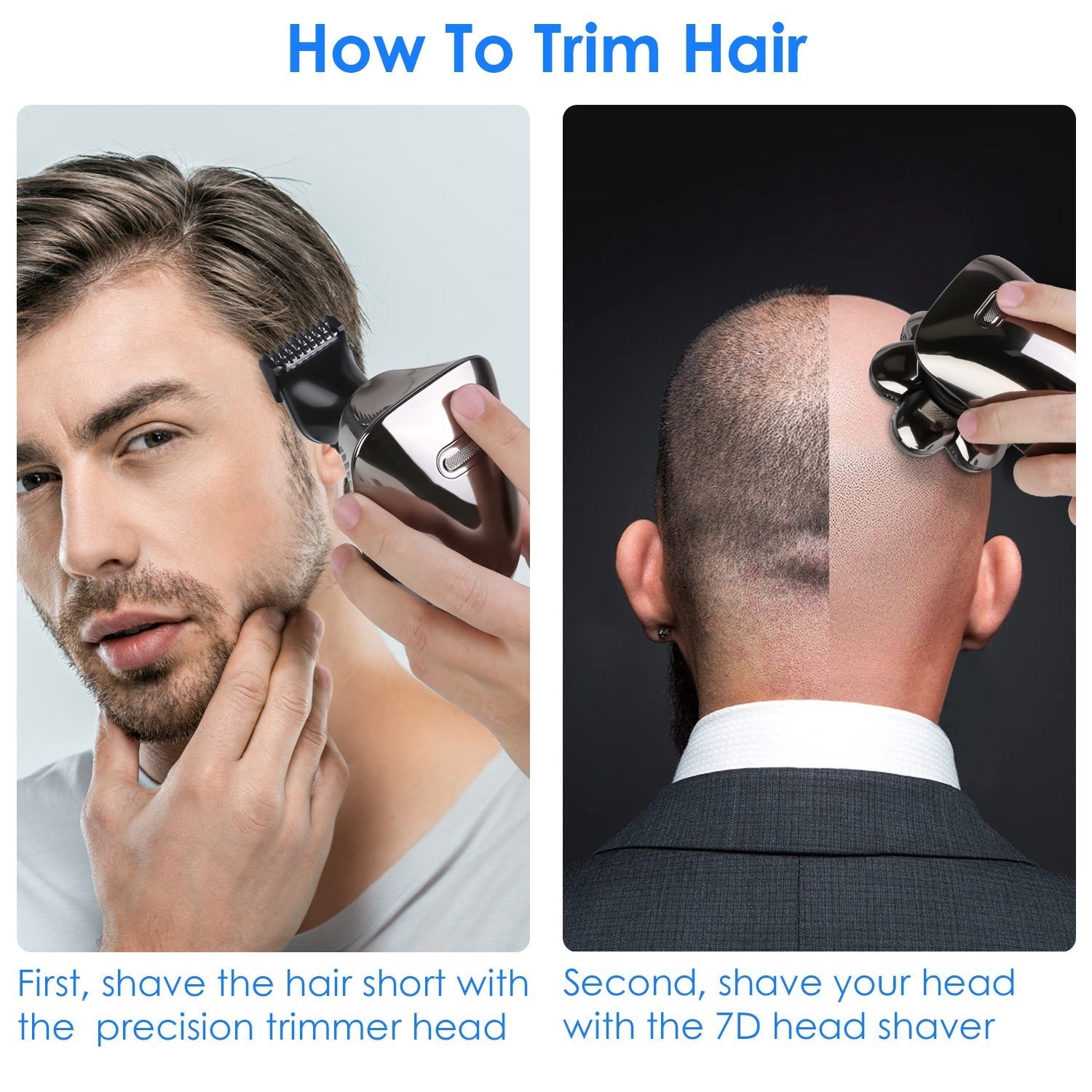 JMT-869258 5 in 1 Rechargeable Electric Rotary Head Shaver with Precision Trimmer and Waterproof Grooming Kit