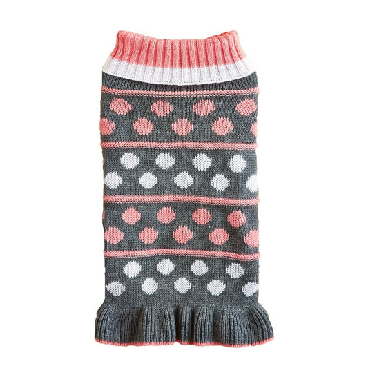 JMT-869642 Acrylic Fiber Princess Dog Sweater Skirt in Autumn Winter Star Wave Design