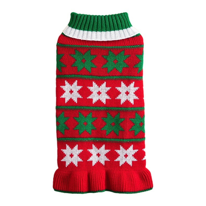 JMT-869642 Acrylic Fiber Princess Dog Sweater Skirt in Autumn Winter Star Wave Design