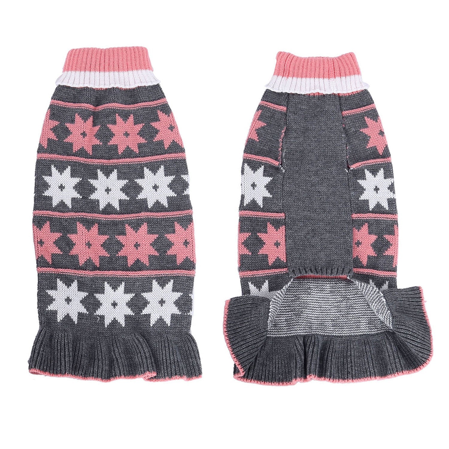 JMT-869642 Acrylic Fiber Princess Dog Sweater Skirt in Autumn Winter Star Wave Design