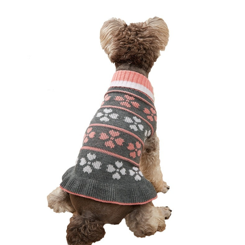 JMT-869642 Acrylic Fiber Princess Dog Sweater Skirt in Autumn Winter Star Wave Design
