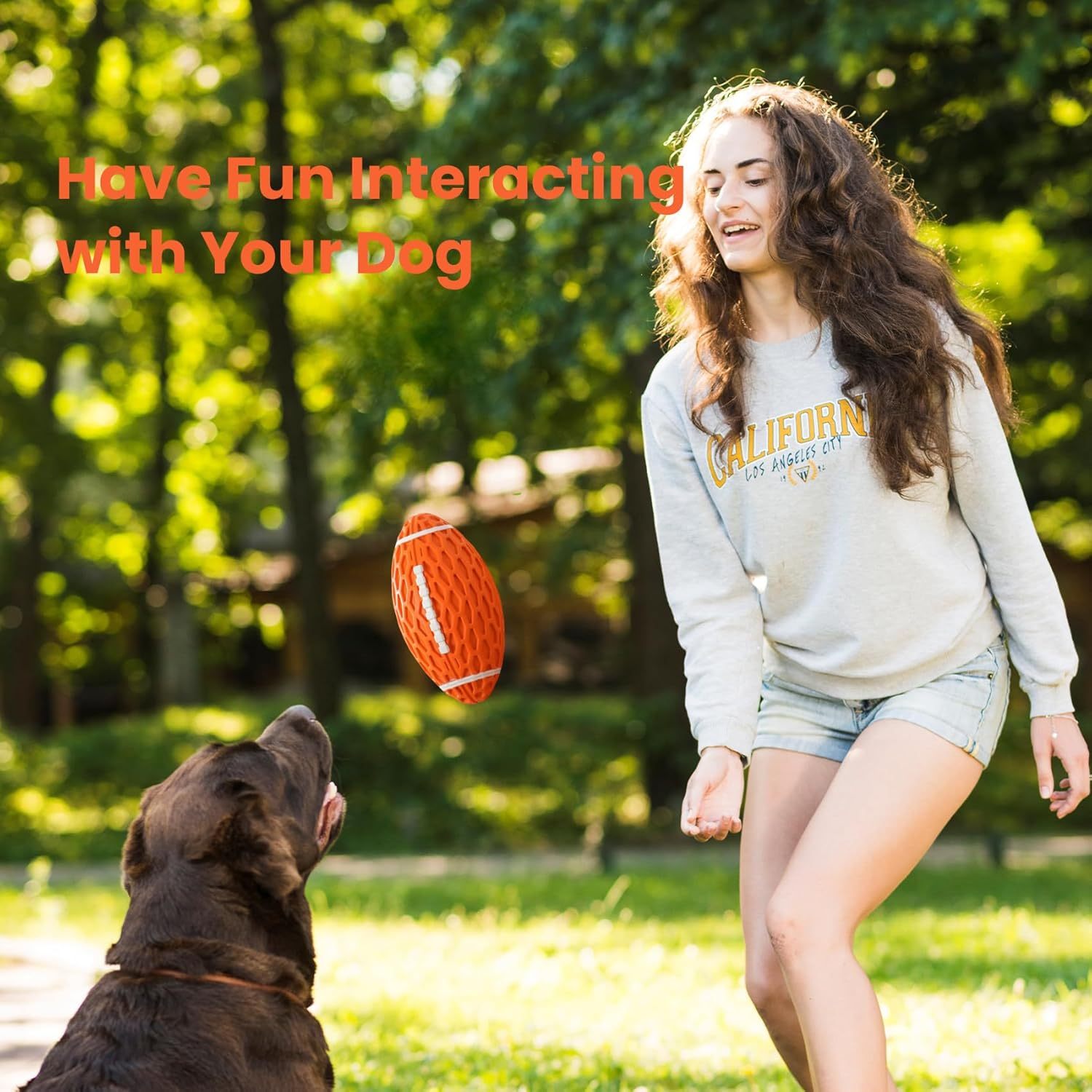 JMT-870154 Durable Squeaky Rugby Dog Toy for Aggressive Chewers – Ideal for Large Dogs and Interactive Play