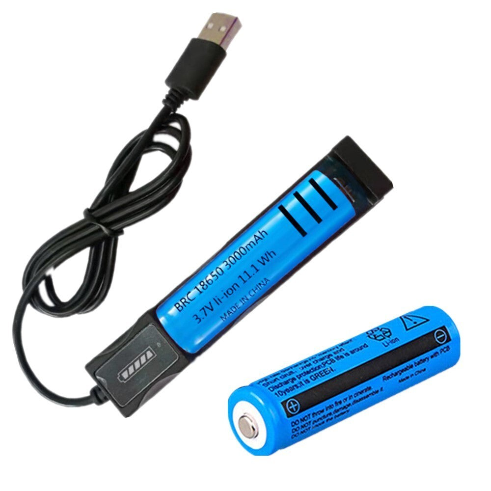 JMT-870346 3000mAh 3.7V Li-ion Rechargeable Batteries with USB Charger - 2 Pack for Flashlights and Portable Devices