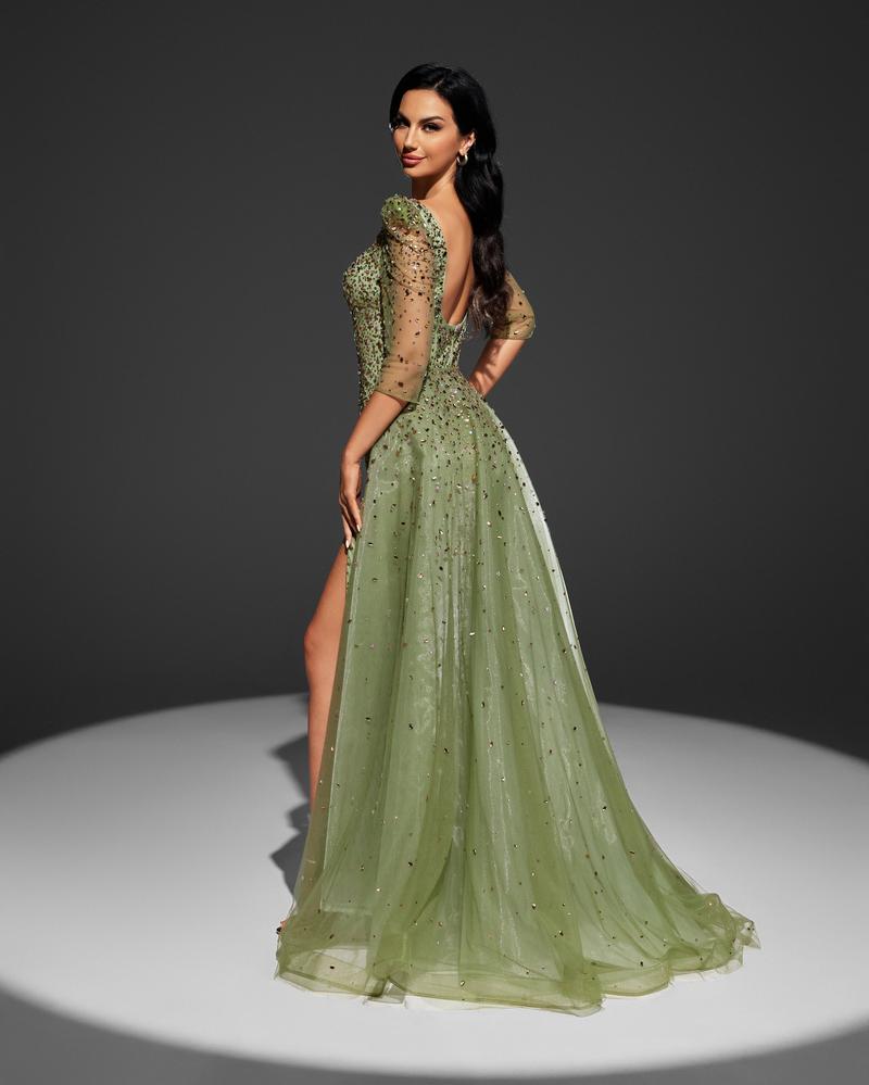 JMT-870410 Sophisticated Green Evening Gown SH0096 for Women