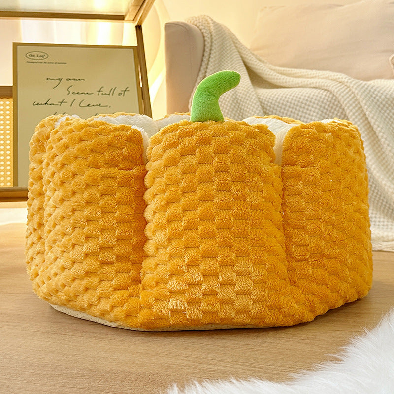 JMT-870474 Cozy Pumpkin Nest Warm Pet Mat for Cats and Small Dogs - Fall and Winter Comfort