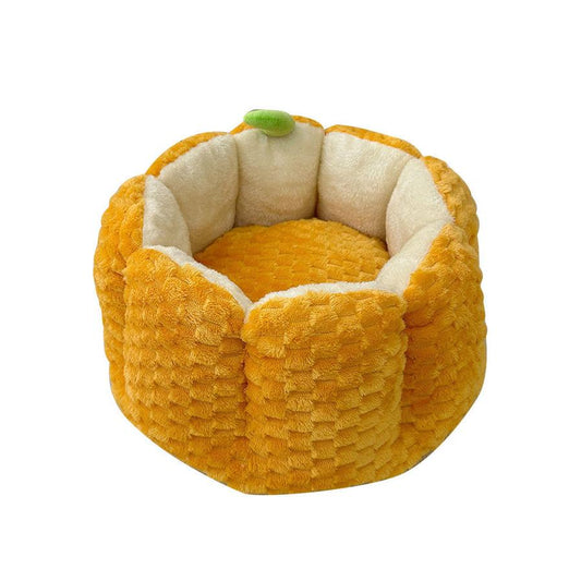 JMT-870474 Cozy Pumpkin Nest Warm Pet Mat for Cats and Small Dogs - Fall and Winter Comfort