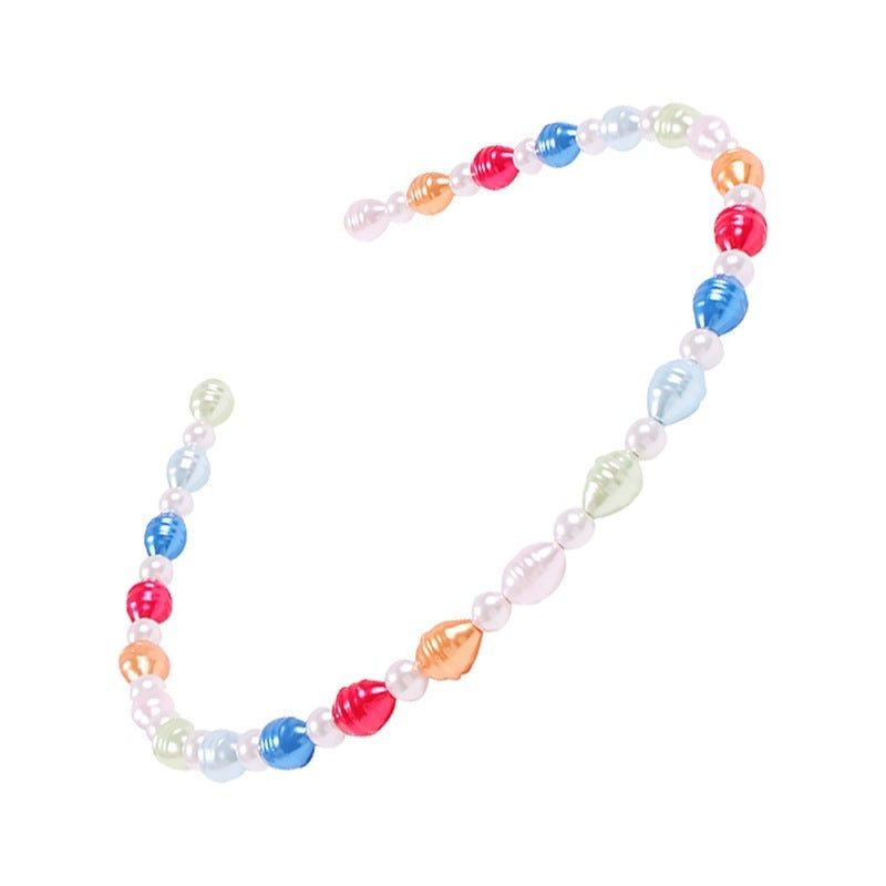 JMT-870858 Pearl U-Shape Checkerboard Headband for Elegant Hair Styling