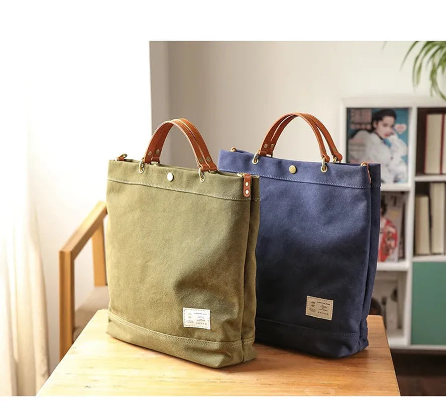 JMT-870858 Versatile Large Capacity Canvas Tote Bag in Olive Green and Royal Blue