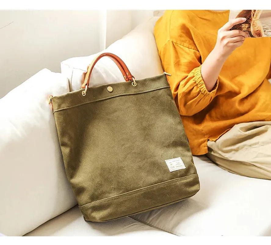 JMT-870858 Versatile Large Capacity Canvas Tote Bag in Olive Green and Royal Blue