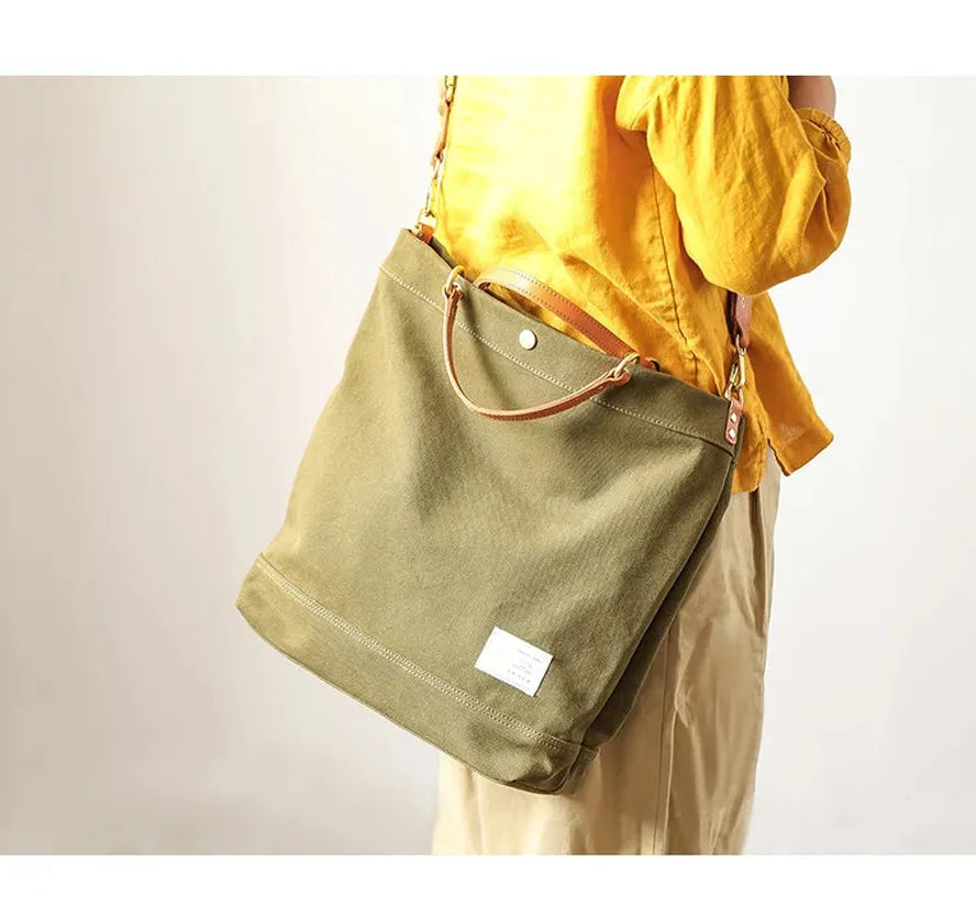 JMT-870858 Versatile Large Capacity Canvas Tote Bag in Olive Green and Royal Blue