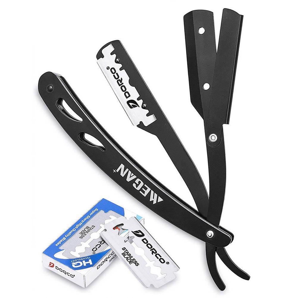 JMT-871562 Black Stainless Steel Shaving Set with Modeling Comb, Razor, Scissors, and Blades in Envelope Box