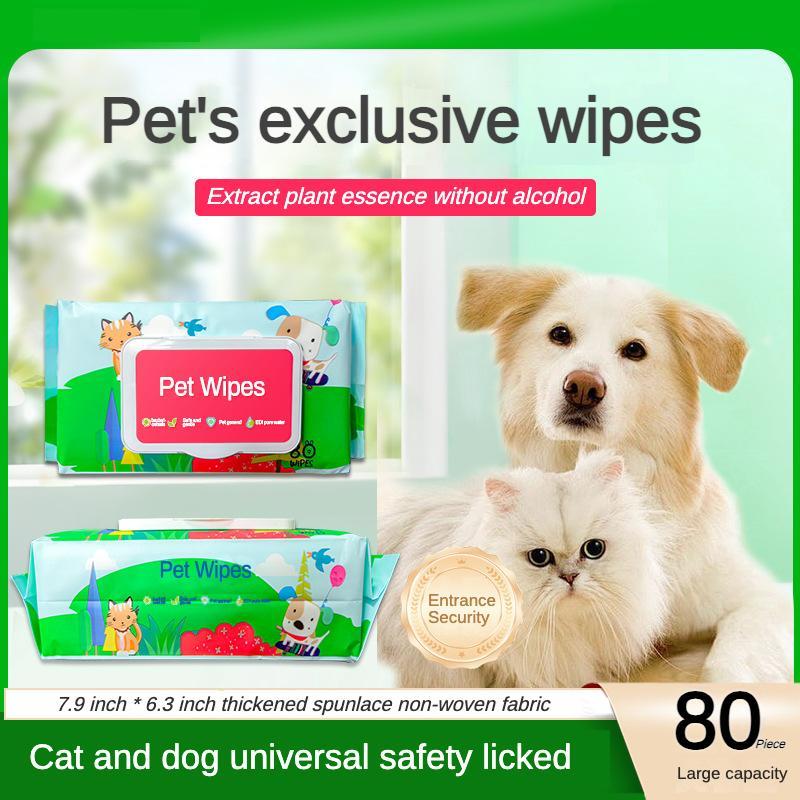 JMT-871946 Gentle Cleansing Wet Wipes for Dogs and Cats - Hypoallergenic, Fragrance-Free, Plant-Based, Large Size for Paws, Ears, Fur, Eye Ducts, and Sensitive Areas