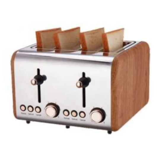 JMT-872138 Wooden Portable Electric Toaster for 4 Slices with Touch Screen Control and Removable Crumb Tray