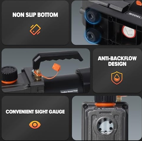 JMT-872586 Cordless 2.5CFM Vacuum Pump Kit for Automotive HVAC with Oil-Gas Separator and Compatible Battery