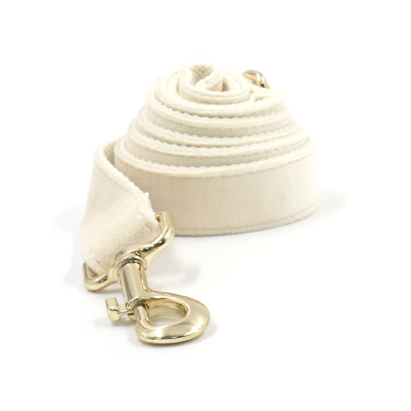 JMT-872650 Cream Velvet Dog Collar with Gold Buckle and Bow Tie Accessory