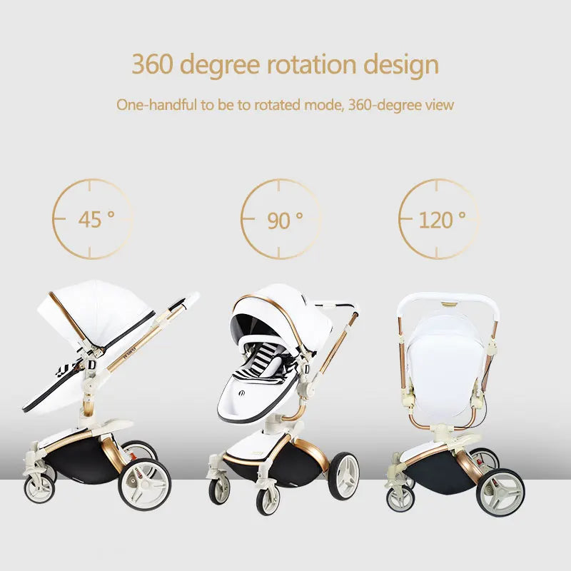 JMT-872650 Luxury Adjustable Baby Stroller with Reversible Seat and Multi-Angle Rotation
