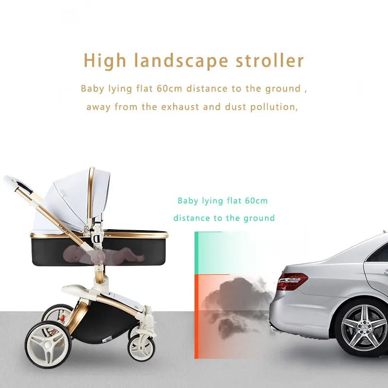 JMT-872650 Luxury Adjustable Baby Stroller with Reversible Seat and Multi-Angle Rotation