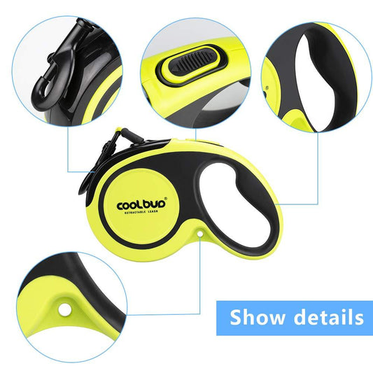 JMT-872970 Large and Medium-Sized Dog Retractable Leash - Outdoor Use, Fresh Green & Active Orange Colors, Durable Nylon & Stainless Steel Materials