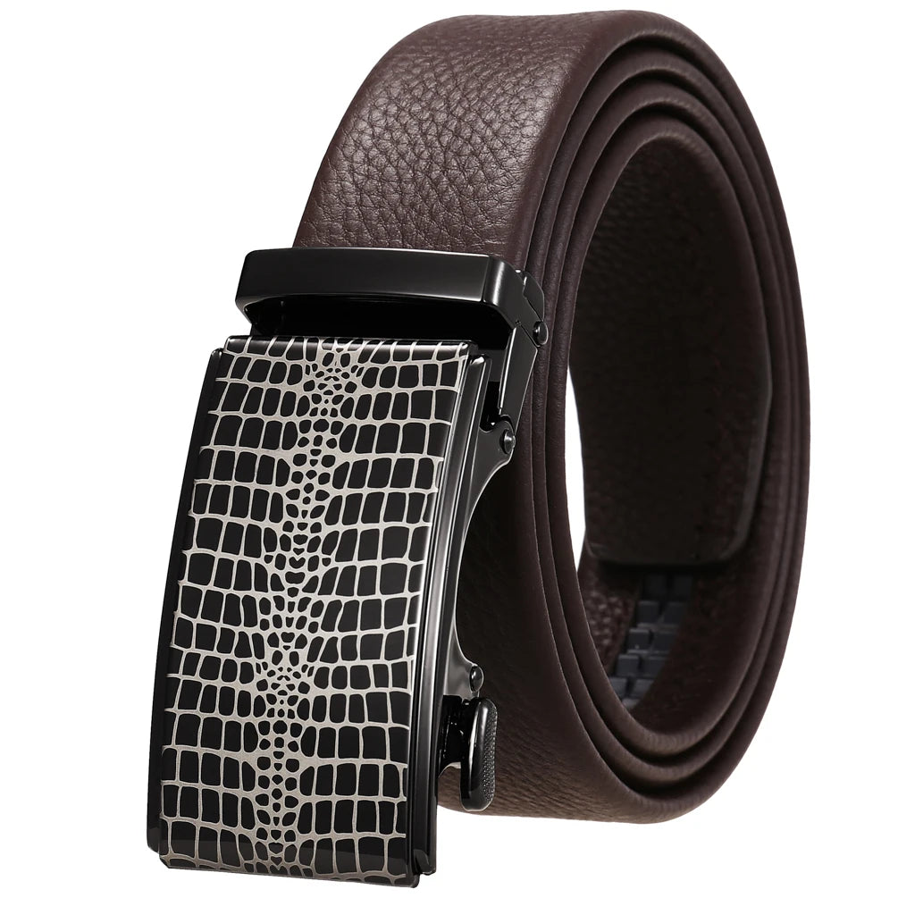 JMT-873226 Automatic Buckle Cowhide Belt for Men - First Layer Leather, Stylish Business Accessory