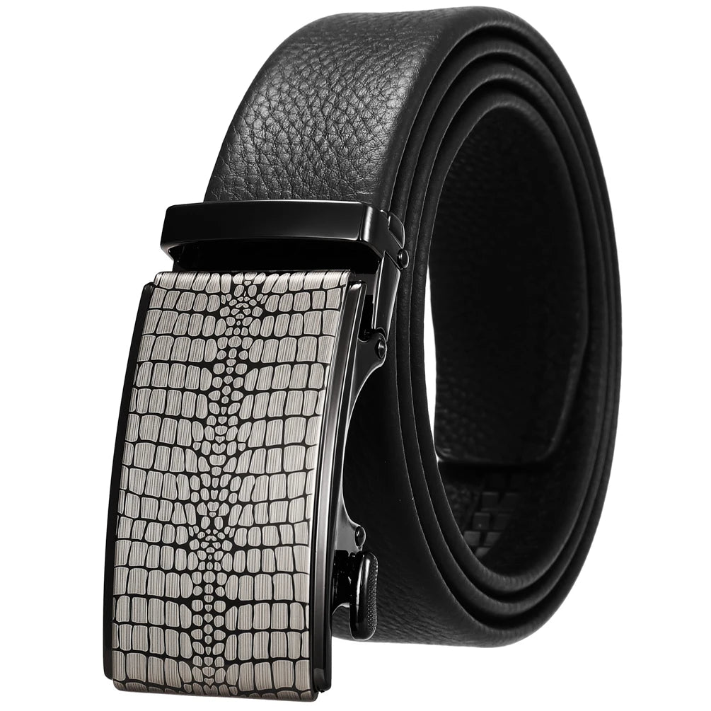 JMT-873226 Automatic Buckle Cowhide Belt for Men - First Layer Leather, Stylish Business Accessory
