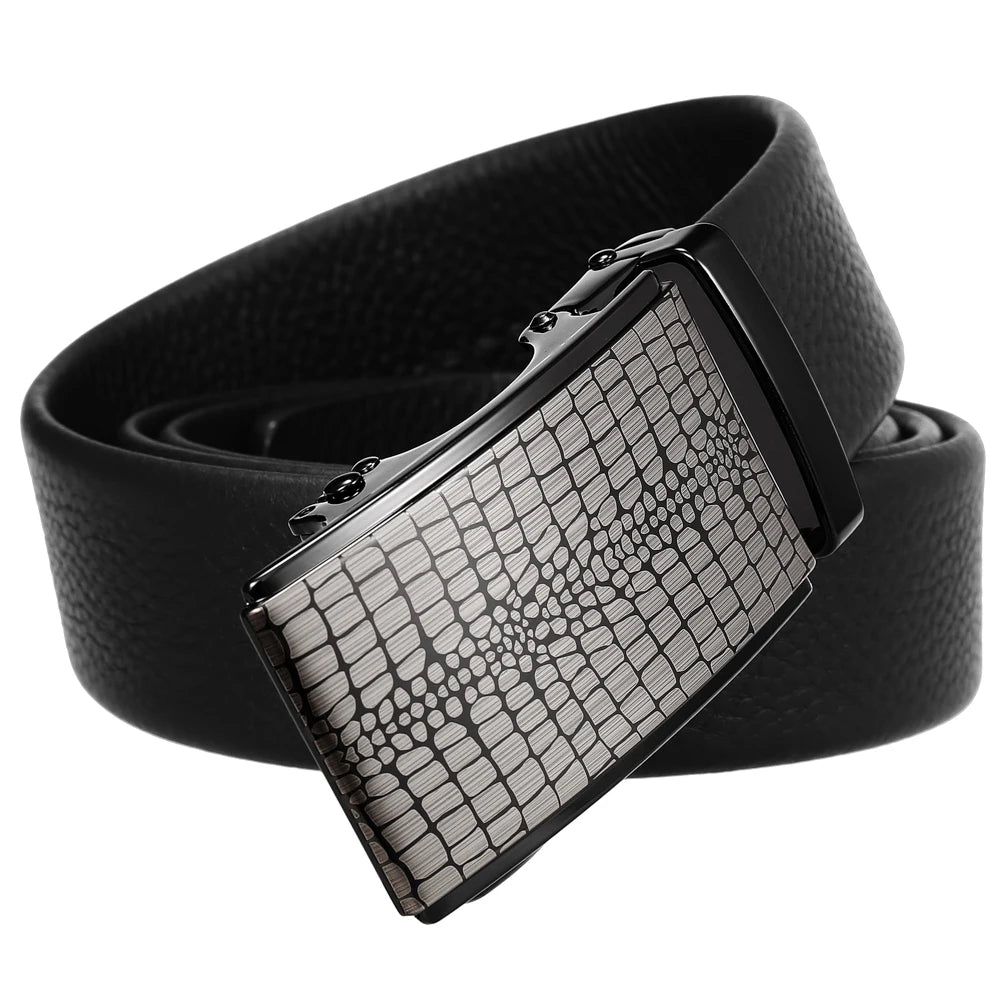 JMT-873226 Automatic Buckle Cowhide Belt for Men - First Layer Leather, Stylish Business Accessory