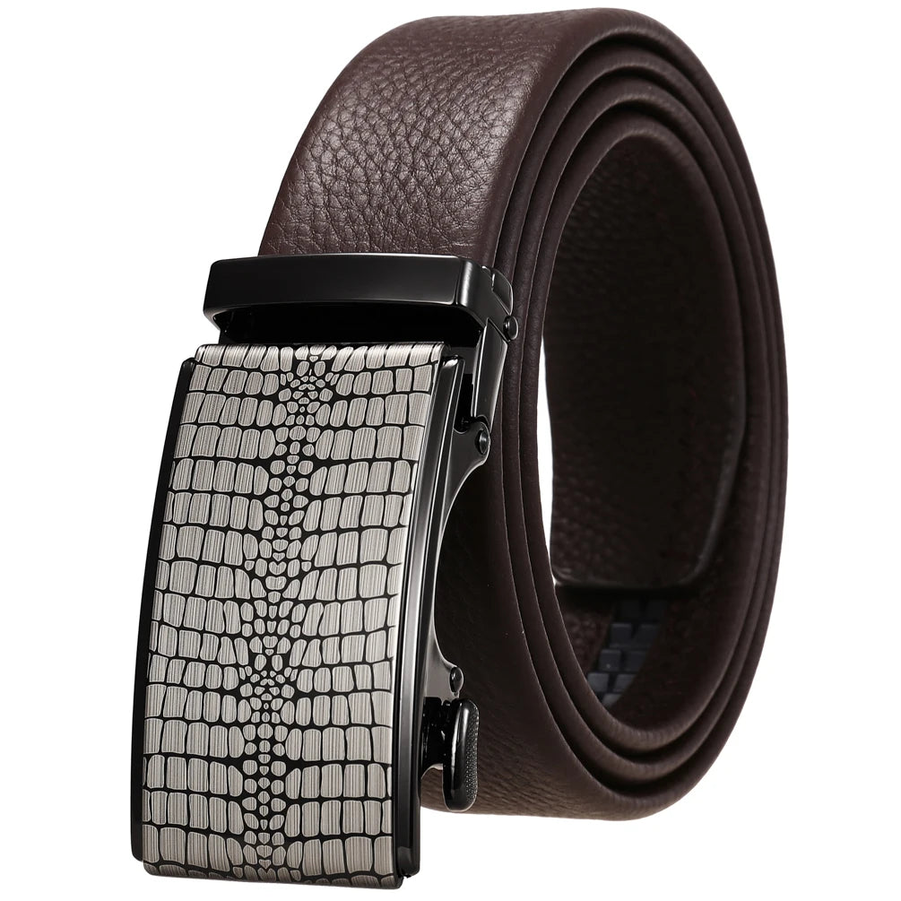 JMT-873226 Automatic Buckle Cowhide Belt for Men - First Layer Leather, Stylish Business Accessory