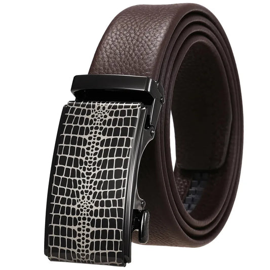 JMT-873226 Automatic Buckle Cowhide Belt for Men - First Layer Leather, Stylish Business Accessory