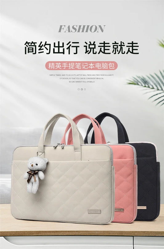 JMT-873290 Diamond-Shaped PU Laptop Bag for 13.3/15.6 Inch Notebooks