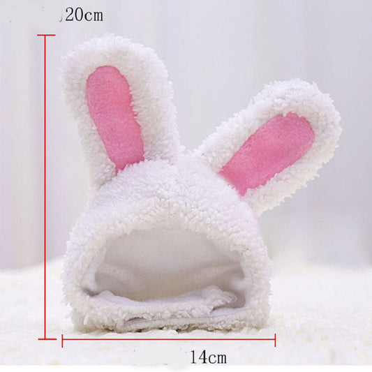 JMT-873290 Warm White Cashmere Rabbit Ears Hat for Pets, Suitable for 5-15 Cats