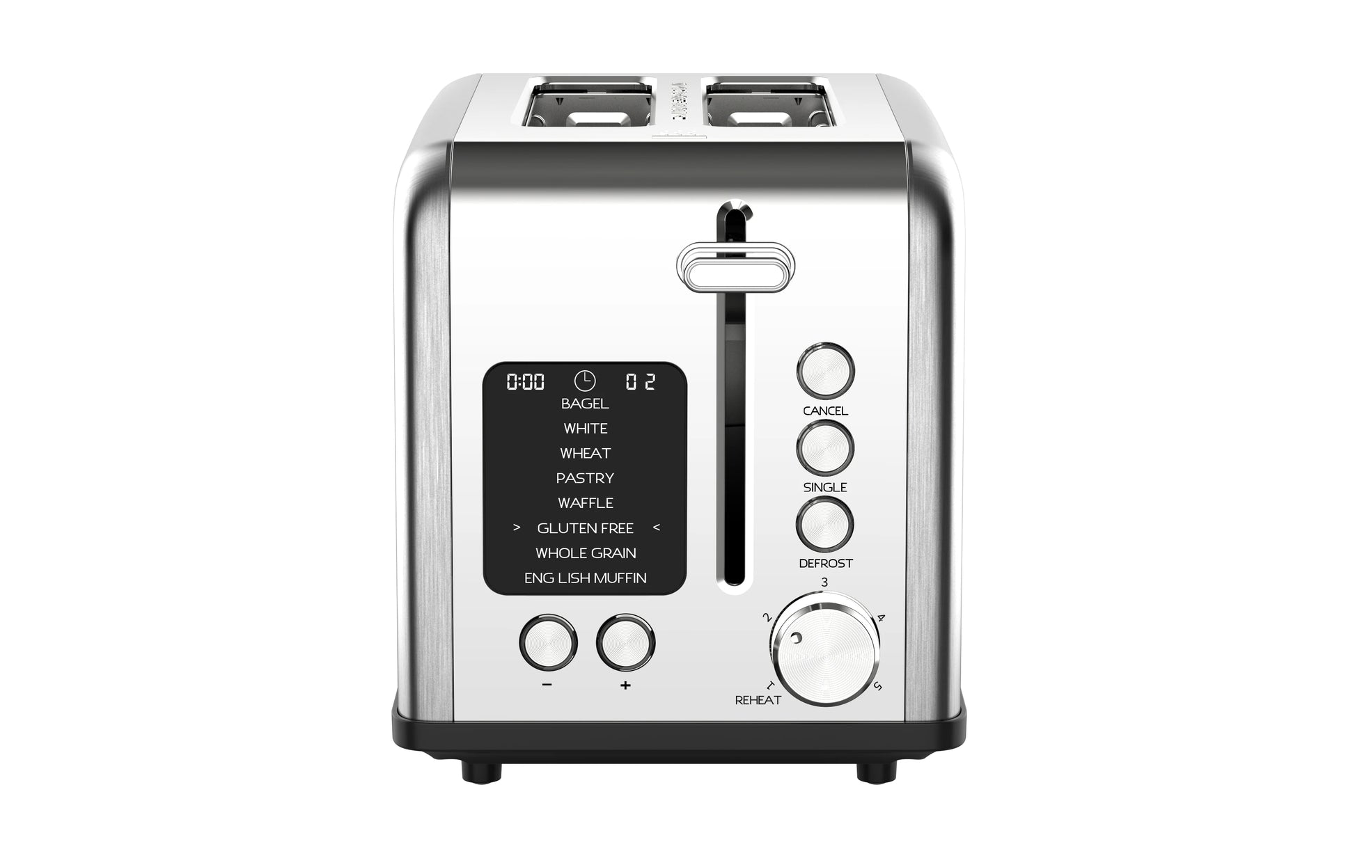 JMT-873418 Smart Digital 2-Slice Electric Toaster with LED Display and Multiple Functions