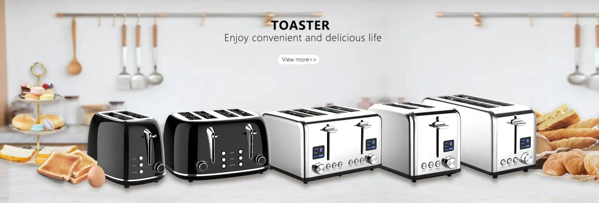 JMT-873418 Smart Digital 2-Slice Electric Toaster with LED Display and Multiple Functions