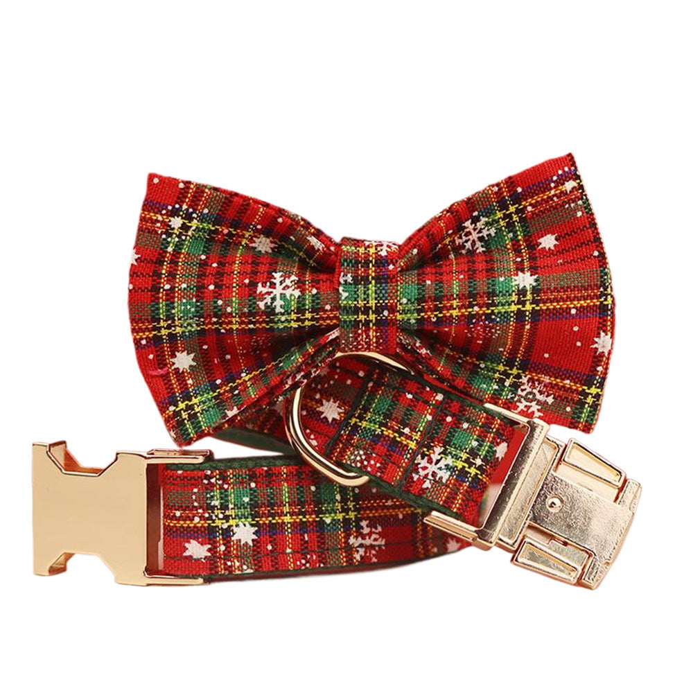 JMT-873802 Green Snowflake Christmas Pet Collar Set with Leash, Bow, and Vest – Perfect for Festive Celebrations