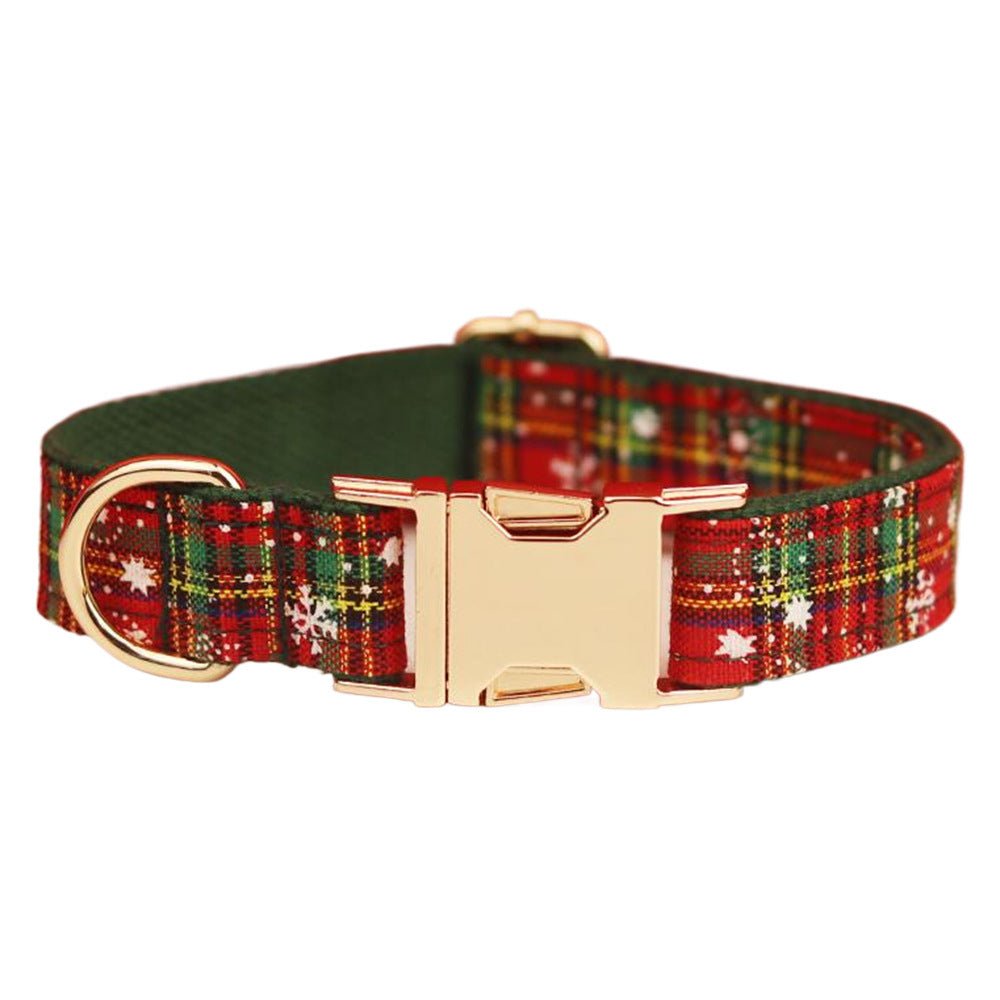 JMT-873802 Green Snowflake Christmas Pet Collar Set with Leash, Bow, and Vest – Perfect for Festive Celebrations