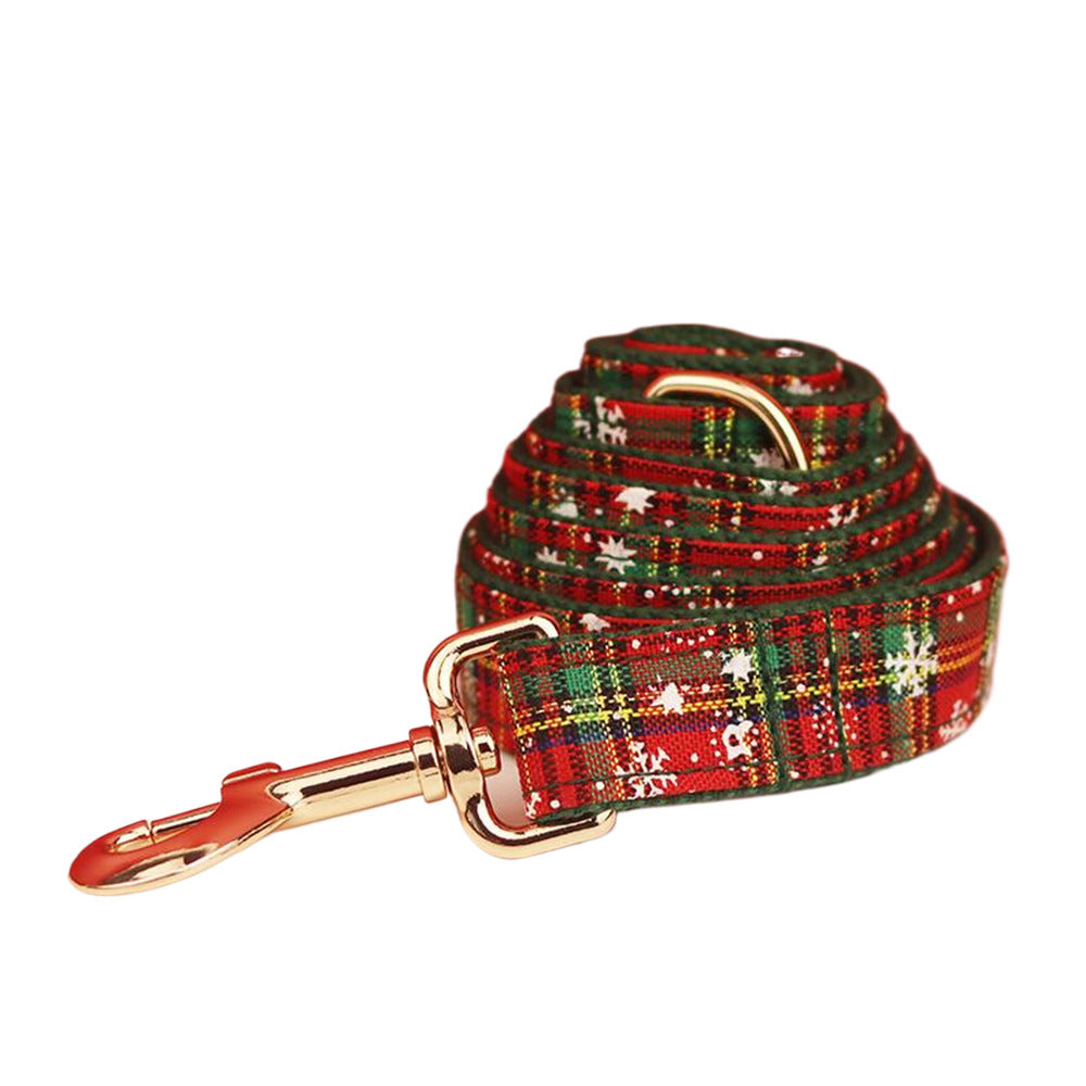 JMT-873802 Green Snowflake Christmas Pet Collar Set with Leash, Bow, and Vest – Perfect for Festive Celebrations