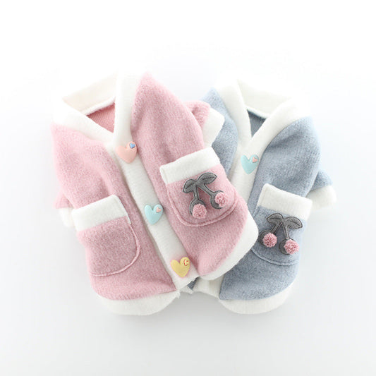 JMT-874250 Sanded Student Skirt Style Pet Sweater - Soft Acrylic Two-legged Clothing for Dogs in Pink and Blue
