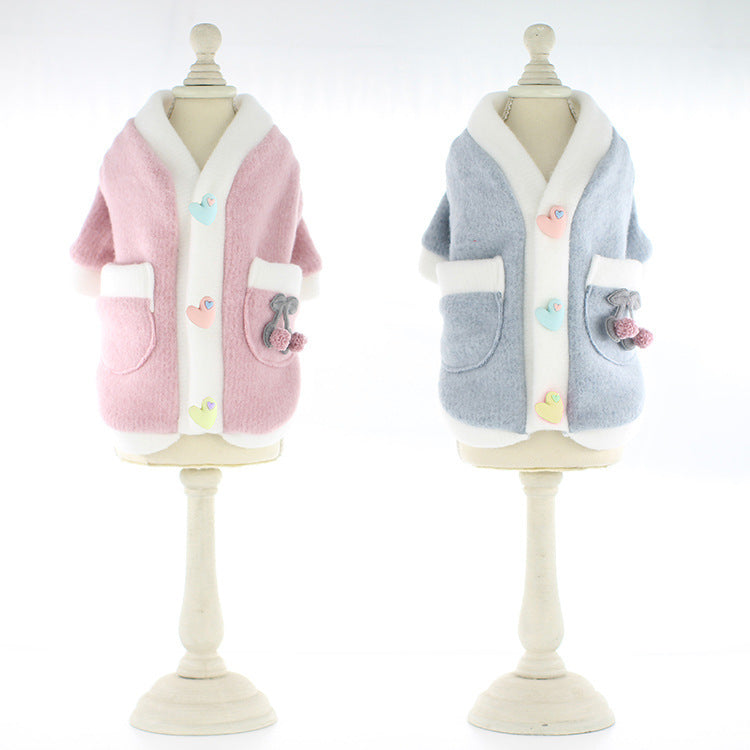 JMT-874250 Sanded Student Skirt Style Pet Sweater - Soft Acrylic Two-legged Clothing for Dogs in Pink and Blue