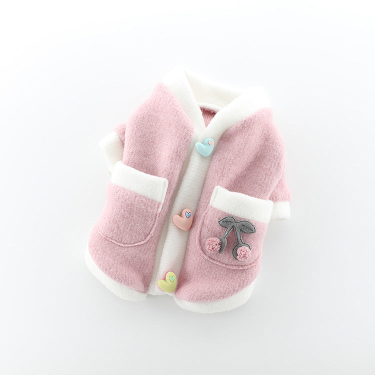 JMT-874250 Sanded Student Skirt Style Pet Sweater - Soft Acrylic Two-legged Clothing for Dogs in Pink and Blue