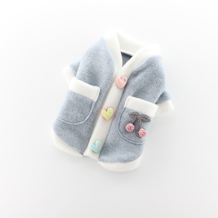 JMT-874250 Sanded Student Skirt Style Pet Sweater - Soft Acrylic Two-legged Clothing for Dogs in Pink and Blue