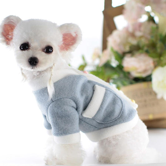 JMT-874250 Sanded Student Skirt Style Pet Sweater - Soft Acrylic Two-legged Clothing for Dogs in Pink and Blue