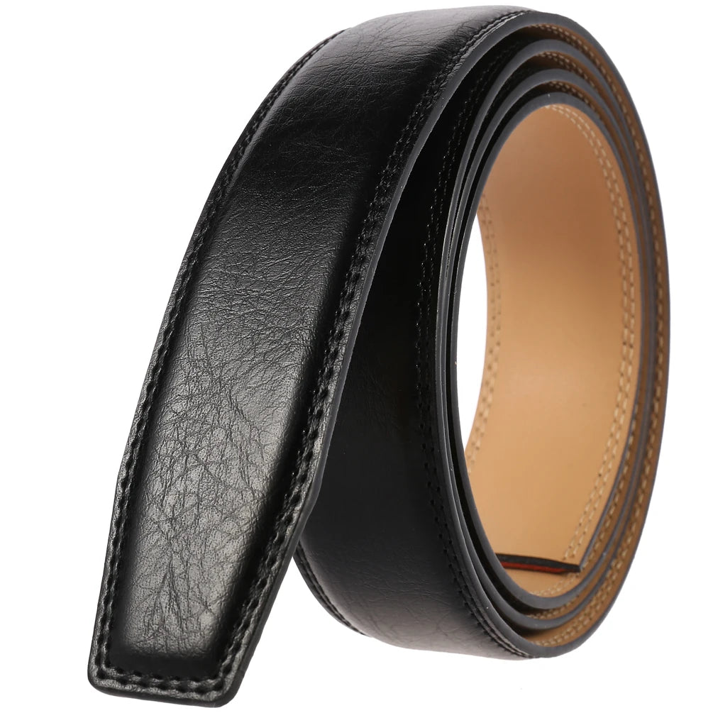 JMT-874378 Men's Leather Belt, Model LY35-122, Classic Style, No Buckle Design