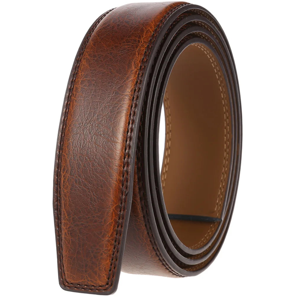 JMT-874378 Men's Leather Belt, Model LY35-122, Classic Style, No Buckle Design