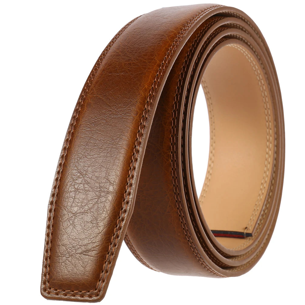 JMT-874378 Men's Leather Belt, Model LY35-122, Classic Style, No Buckle Design
