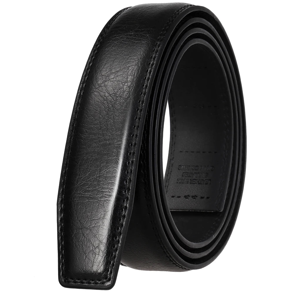 JMT-874378 Men's Leather Belt, Model LY35-122, Classic Style, No Buckle Design
