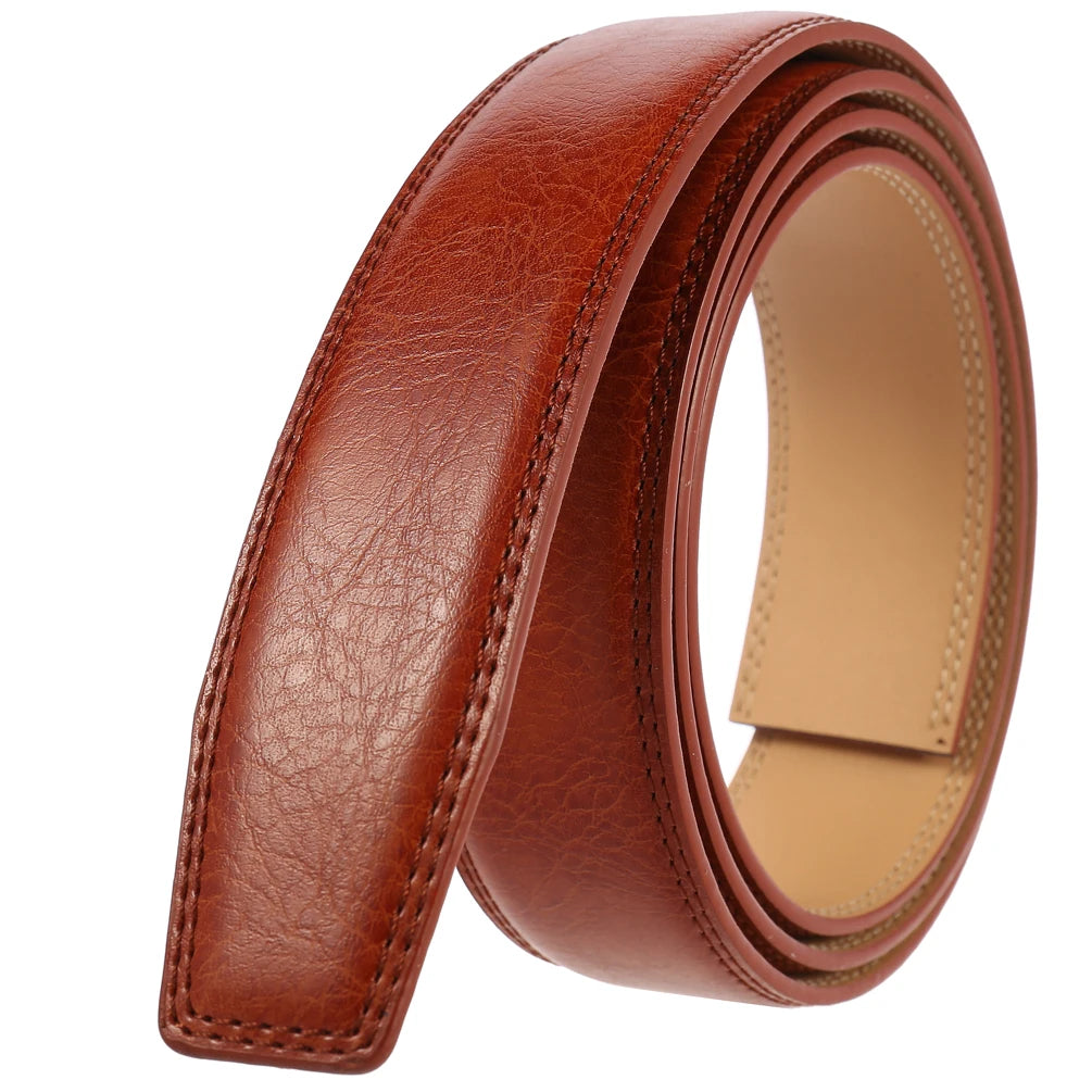 JMT-874378 Men's Leather Belt, Model LY35-122, Classic Style, No Buckle Design